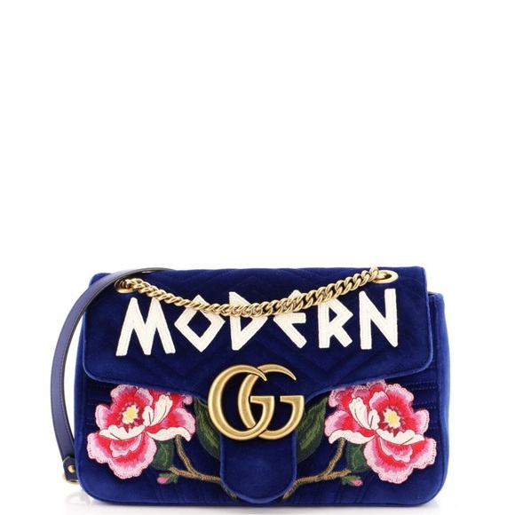 Gucci Handbags - Gucci GM Marmont flap bag Embroidered